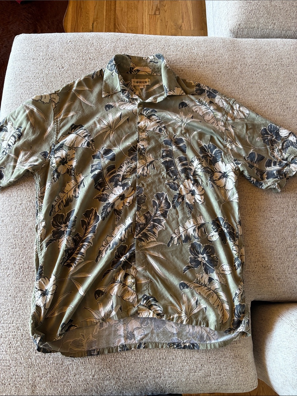 Campia Moda Floral Button Down Shirt in Green & Blue XL